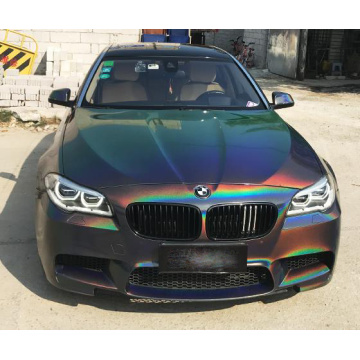 High quality TPU Rainbow Laser Metallic black car color Changing wrapping vinyl