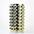 Cylinder Glass Vase With Metallic Embossed Golden Ball