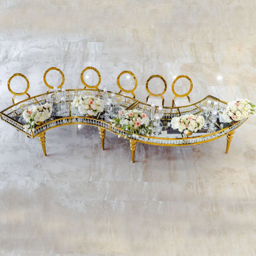 S-Shaped Gold Stainless Steel Luxury Wedding Dining Tables for Sale