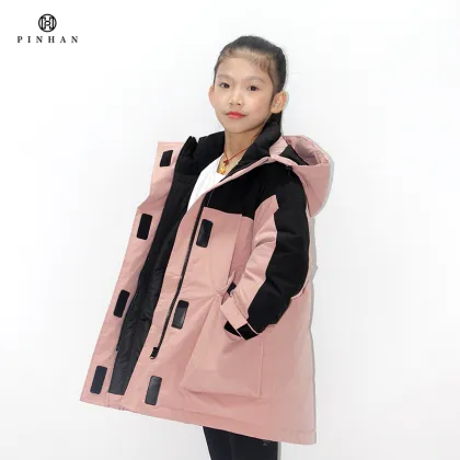 Kids Mid-Length Down Jackets - Girls' Thicken Hooded Coats for Autumn & Winter