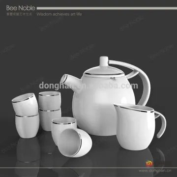 High quality Porcelain silver rim tea set