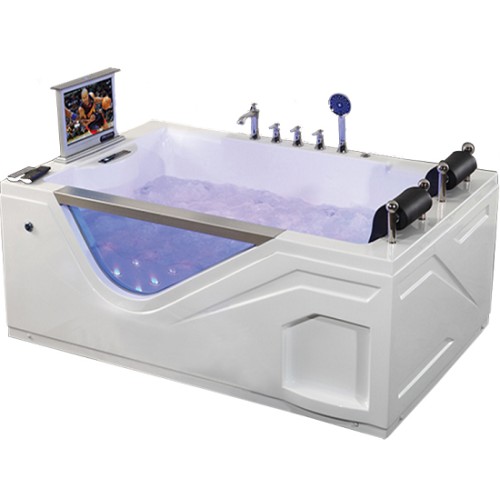 Acrylic White Bathtub Jet Whirlpool Bathtub with TV