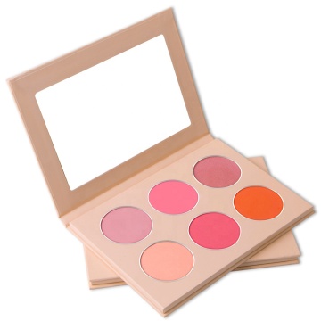 Palet Rias Rubo Kustom Rubor dengan cermin - 6 -warna bubuk highlighter OEM/ODM