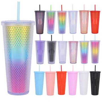 Top Selling Reusable Plastic Mugs, Drink Cups, Travel Mugs, and Tumblers in 24oz Size with Studding