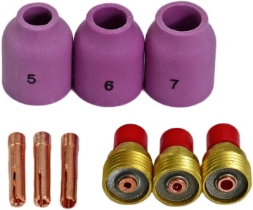 UWELD TIG Gas Lens 10N Series Kit for WP 17/18/26 TIG Welding Torches - 16pcs Assortment