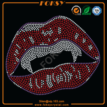 Vampire Teeth Red Lips rhinestone hotfix transfers