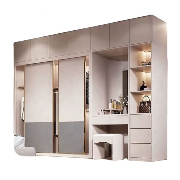IMK Aluminum Frame Glass Sliding Door Wardrobe Closet with Bedroom Mirror and Dressing Table