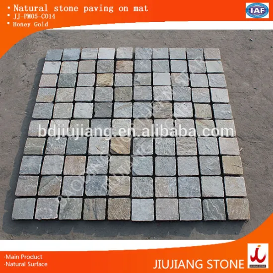 Mixed colors exterior paving stone on mat wall panels for floor design