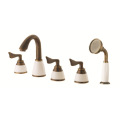 Golden 5 five-piece hole bath shower room tank room cold and hot mixed surface wash basin faucet
