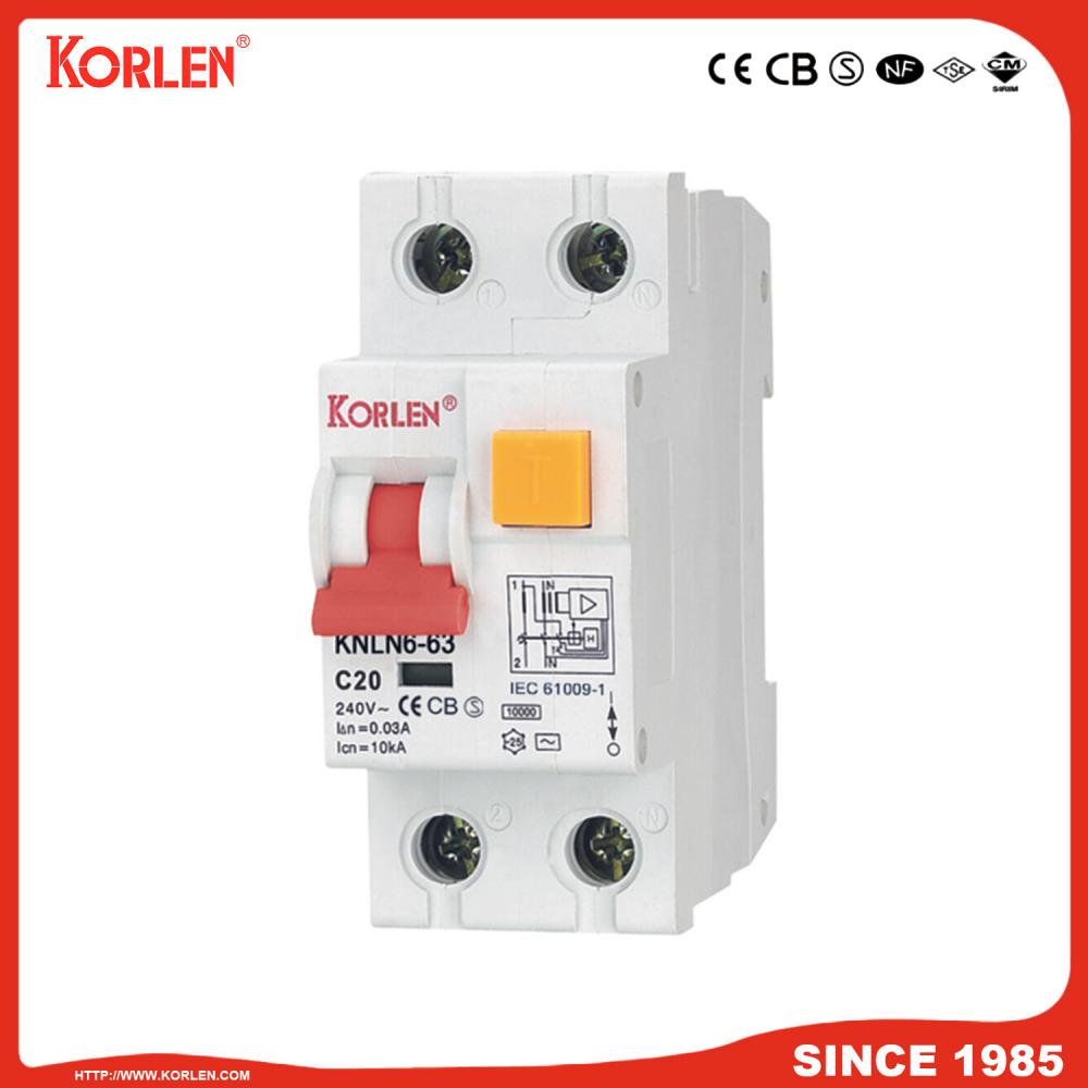 EARTH LEAKAGE CIRCUIT BREAKER KNBL6-63 63A 10mA CE