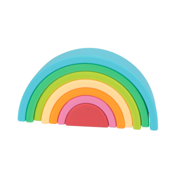 Colorful Rainbow Silicone Teether & Stacking Blocks - 7 Pcs Montessori Learning Toy for Kids & Toddlers