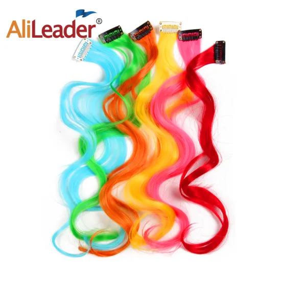 AliLeader Ombre Clip In Hair Extension Synthetic Body Wave Curly Style Colored Hair Extension With Clips