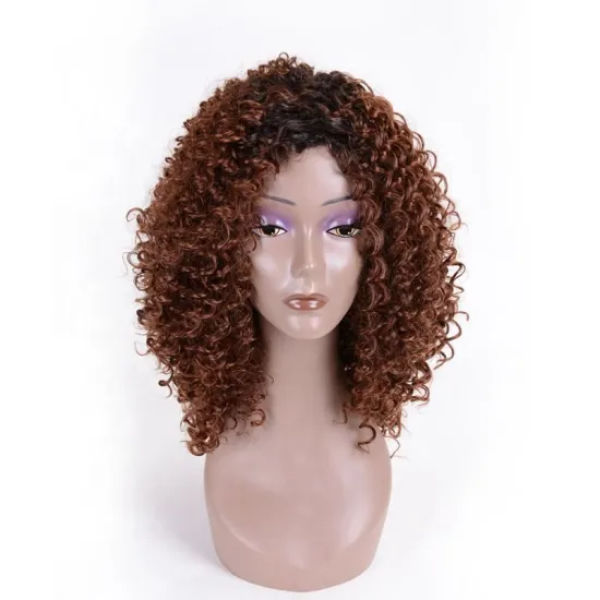 Aishili wholesale light brown afro kinky curly heat resistant synthetic wigs for black women