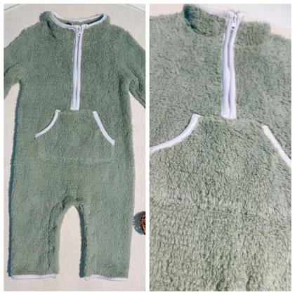 KERUI Kids Coral Fleece One-Piece Pajamas Winter Set Cotton Front Half Zipper Suit for Kids Unisex 2024