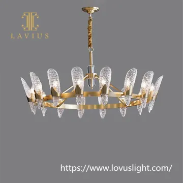 Unique gold brass modern design style custom crystal chandelier & pendant light for villa