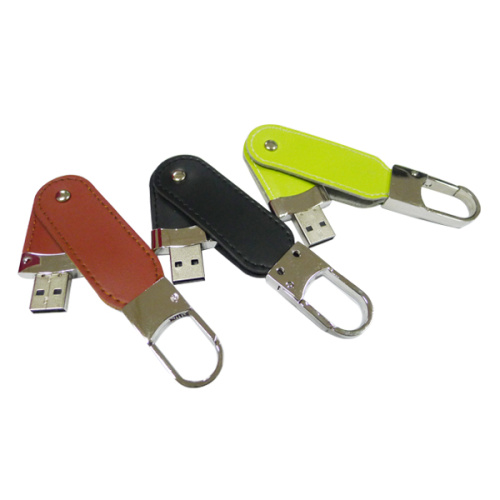 Brown Leather Swivel Flash Memory USB Stick