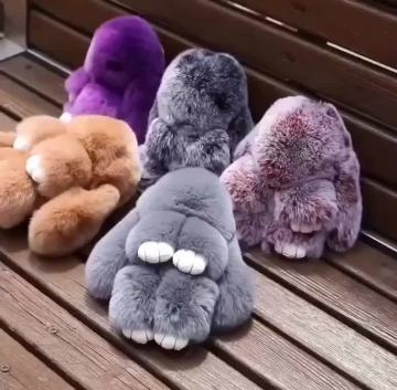 Cute Pluff Bunny Rabbit Keychain Lovely Panda Bear Animal Key Chains Women Girls Bag Car Pom Pom Pompom Real Fur Keyring