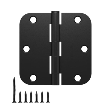 Matte Black 3.5 Inch No Squeak Rounded Door Hinges 5/8 Radius for Office and Bedroom Doors