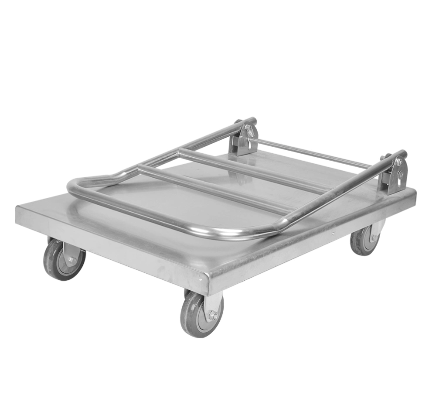 Stainless steel trolley in the kitchen