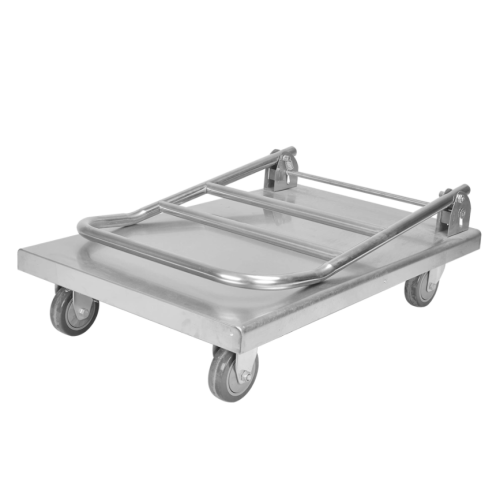 Stainless steel trolley in the kitchen