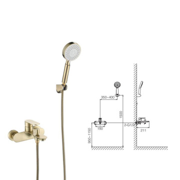 Gold Wall mounted hand shower with spout faucet