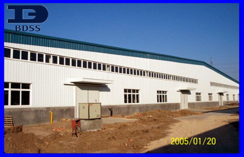 Durable Corrugated Long Span Steel Structure / Painted Workshop Framework