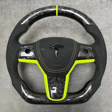 Verbessertes Carbon-Faserlenkrad mit Wildleder-D-Pad für Tesla Model 3/Y/Y.