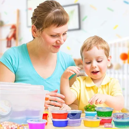 Best Gift for Girls: 24 Colors DIY Handmade Slime Making Kit - Safe, Non-Toxic, Crystal Mud Slime, Glowing Playdough for Kids