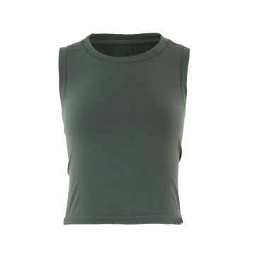 High Quality Breathable Green Women's Crew Neck Sleeveless Crop Tank Tops Manufacturers