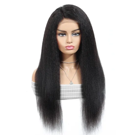 Cheap Wholesale Swiss 4X4 Yaki Lace Closure Wig Vendors In China Unprocessed Raw Brazilian Human Hair Kinky Straight Lace Wig