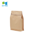 Bolsa de café bio compostable de fondo plano con válvula