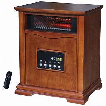 Wooden cabinet heater, large box, 4 infrared tubes, 120V voltage, 1500W power