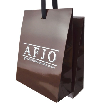 Customized Glossy Laminated Brown Color Shopping Bag