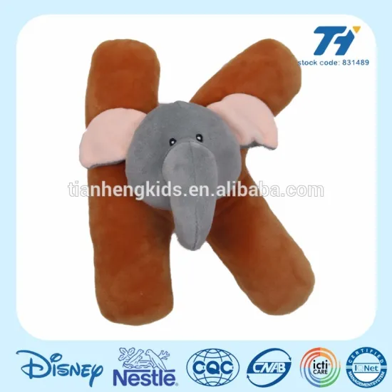 K alphabet letter toys with elephant shape soft toys to kids
