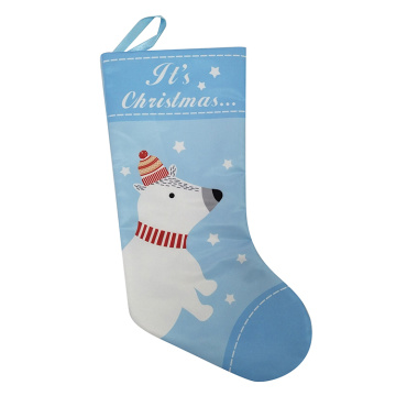 Printed white bear pattern christmas stocking