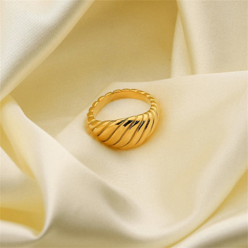 Female Titanium Steel Personality Ring - Twist Bread Ring Stainless Steel Jewelry