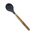 kitchen silicone solid spoon with wooden handle