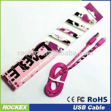 High speed micro usb flat 2A cable with camo Pattern, braided usb micro cable!new fashion!