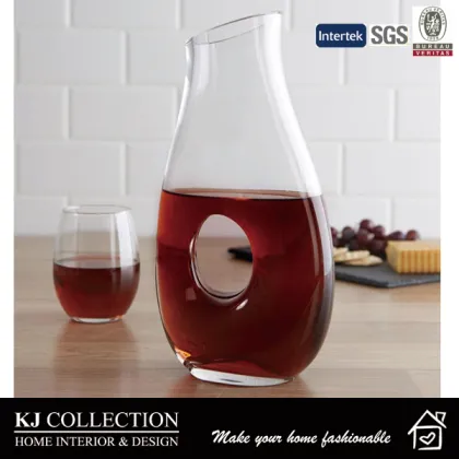 Hot Sale Hand-blown Glass Crystal Clear Wine Decanter Carafe Flagon