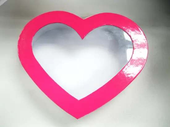Pink Heart Shape Cardboard Box With Clear Window