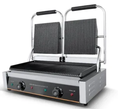 Commercial Grade Electric Panini Maker with Double Grilling Surfaces