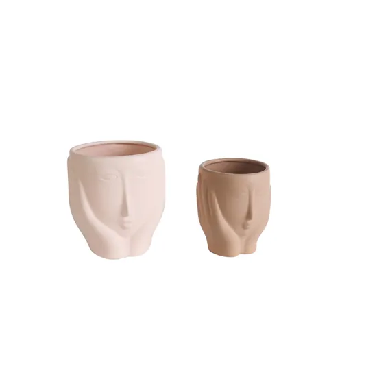 K&B 2024 Modern Pink Ceramic Vase with Face Shape Design: Perfect Addition for Flower Shops