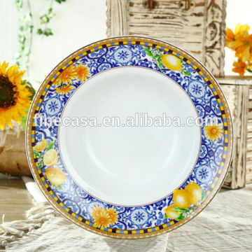 12 Inches Fine Porcelain Spaghetti Plate of Lemon Fragrance