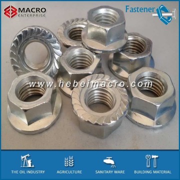 DIN 6923 spiral toothed face hexagonal flange nuts