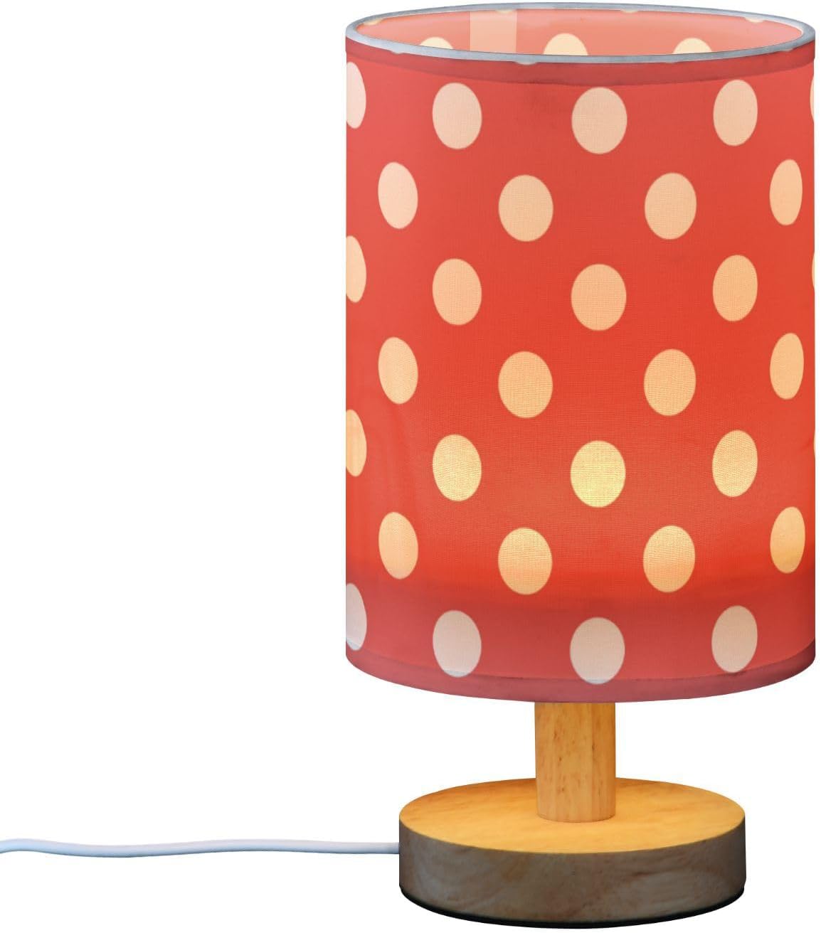 T250918 Wooden base table lamp printed fabric shade (10)