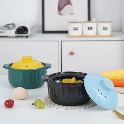 Ceramic Casserole Dish with Lid - 3 Quart Black Earthen Pot