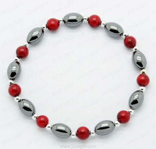 Hematite Red Coral cuentas redondas Pulsera