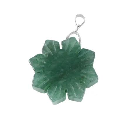 Gemstone Engraved Snowflake Pendant Natural Stone 30MM Snowflake Stone Pendant Crystal Carving Snowflake Charm Pendant