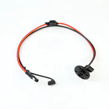 14 AWG Copper Extension Cable with 0.5m Length, Black and Red, featuring a 15A Medium Fuse Holder