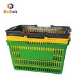 Blue Double Handle Supermarket Plastic Shopping Basket